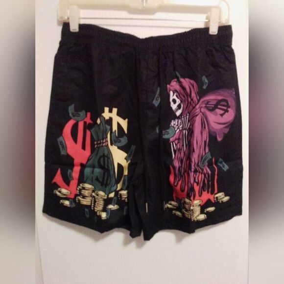 Street Life Skeleton Graphic Drawstring Shorts - Size 36 - Picture 5 of 5